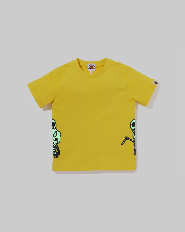 T Shirts Bape Glow In The Dark Bone Dinosaur Enfant Jaune | GQMWN9816