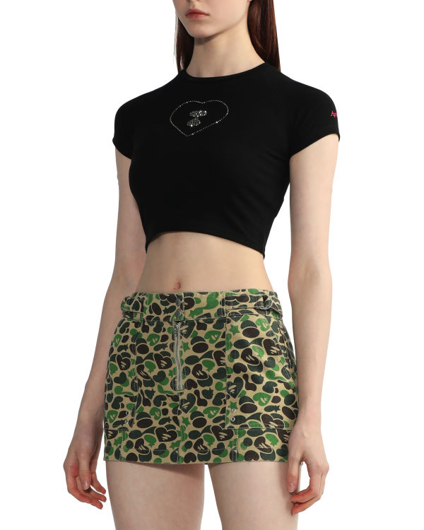 T Shirts Bape Graphique crop #2 Femme Noir | RWTCL6019