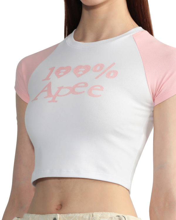 T Shirts Bape Graphique crop raglan Femme Blanche | QBCKT7019