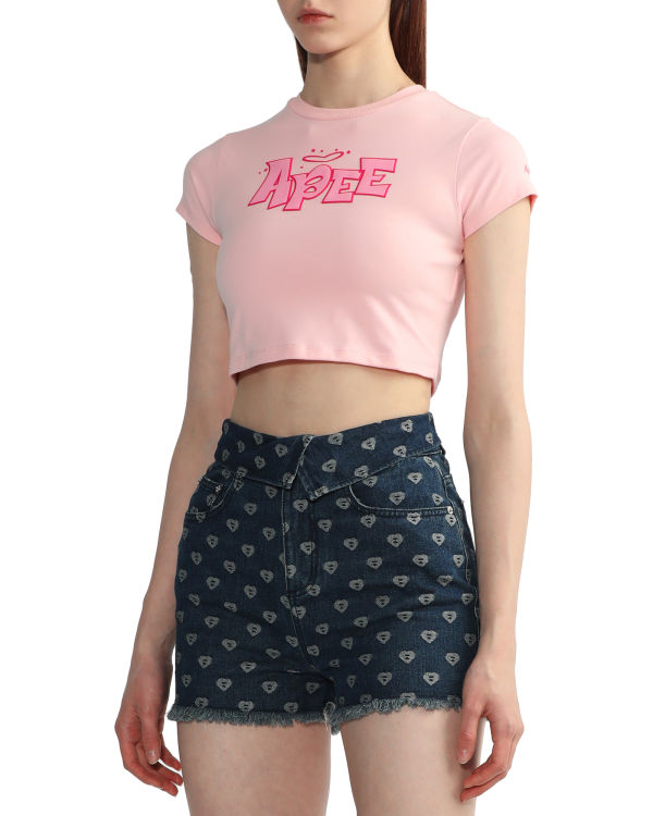 T Shirts Bape Graphique slim-cut Femme Rose | UWQSG6298