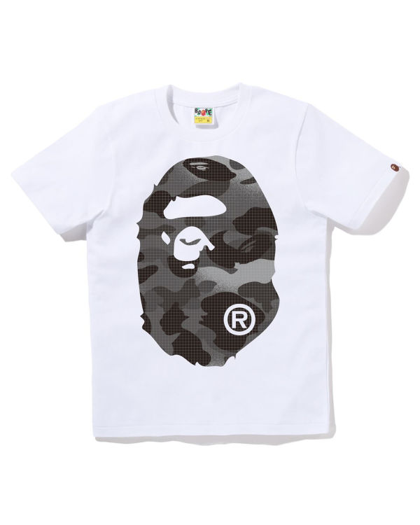 T Shirts Bape Grid Camo Big Ape Head Femme Blanche | MKILQ5047