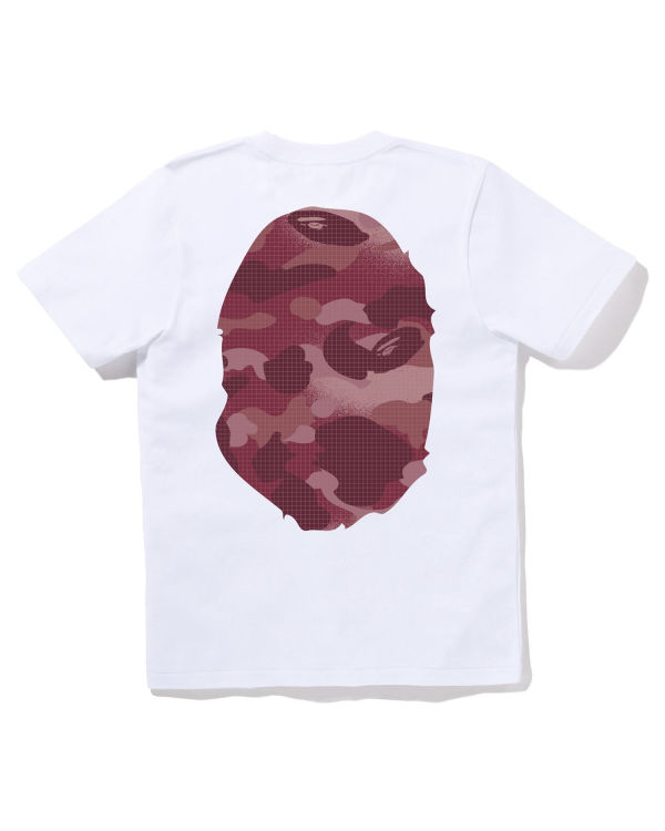 T Shirts Bape Grid Camo Big Ape Head Femme Blanche | QOWUZ4390