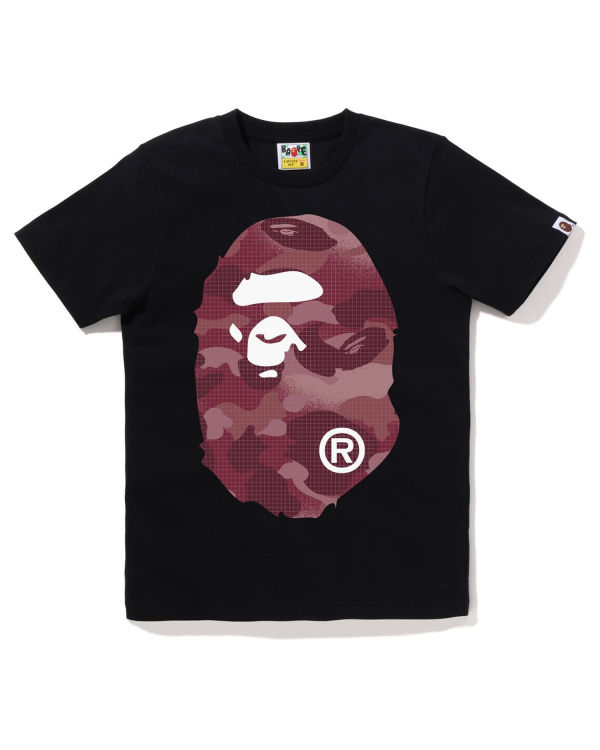 T Shirts Bape Grid Camo Big Ape Head Femme Noir | RUSPM3457