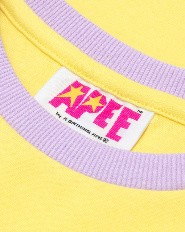 T Shirts Bape Heart cropped Femme Jaune | MFNOX5043