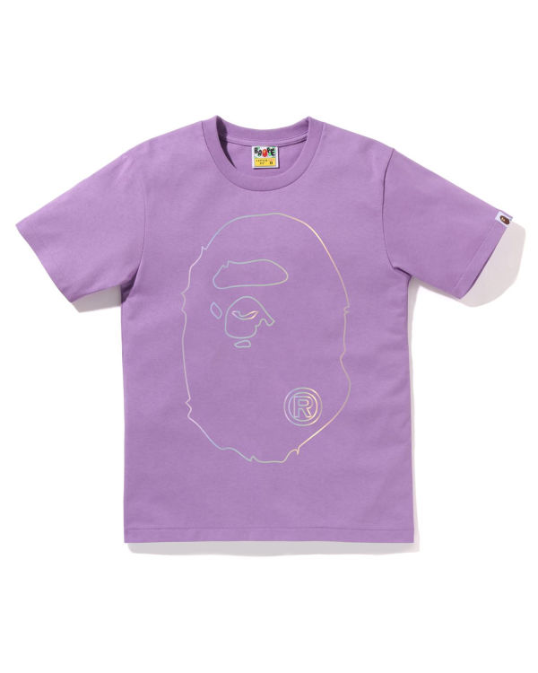 T Shirts Bape Hologram Big Ape Head Femme Violette | OYGAC7193