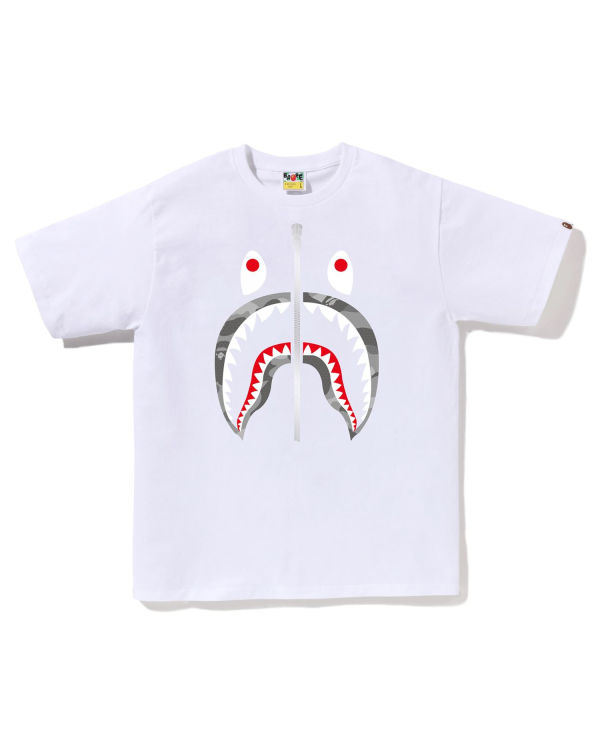 T Shirts Bape Honeycomb Camo Shark Homme Blanche | RCMDS6173