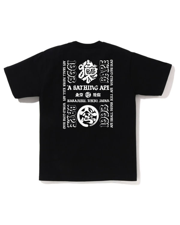 T Shirts Bape Japan Culture Lettered Homme Noir | VNPBZ2190