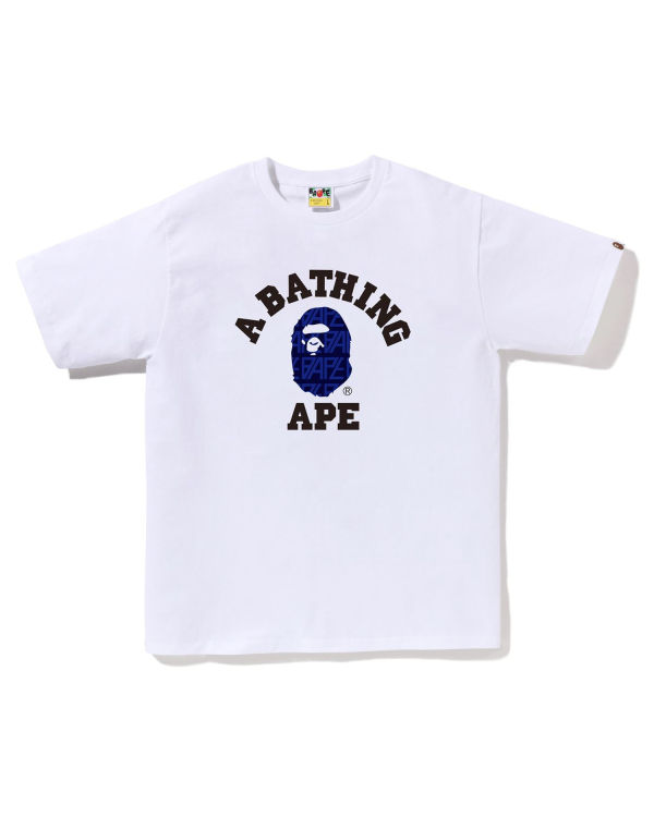 T Shirts Bape Logo Monogram College Homme Blanche | AMYBI0592