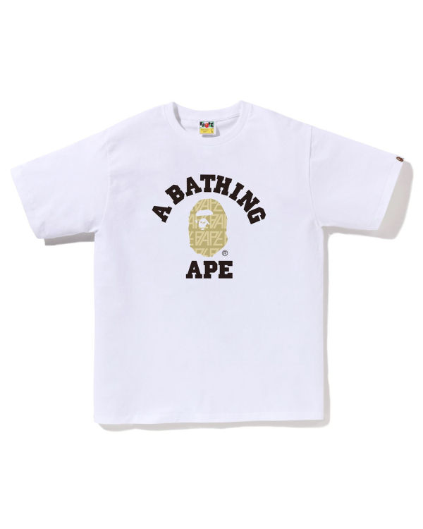 T Shirts Bape Logo Monogram College Homme Blanche | MSAGV3467