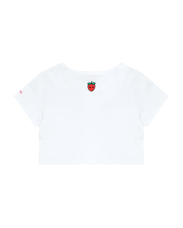 T Shirts Bape Logo berry Femme Blanche | CKTSX3762