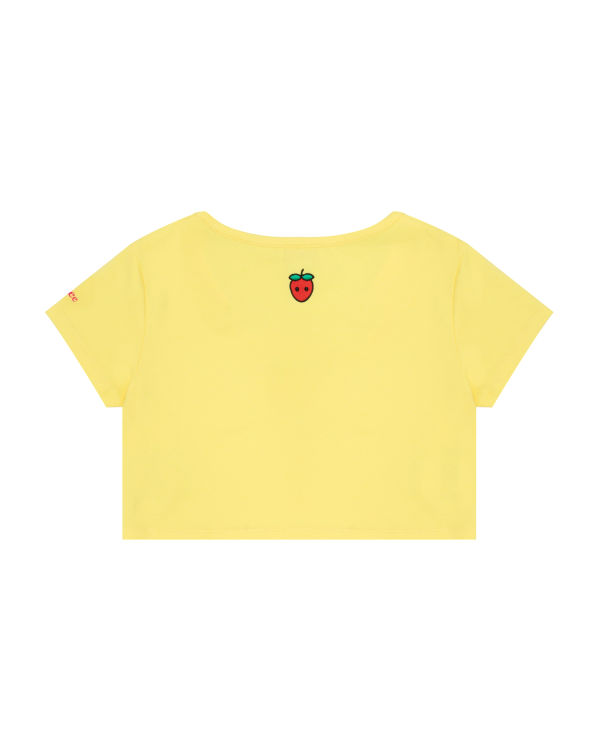 T Shirts Bape Logo berry Femme Citron Jaune | CJFTI0718