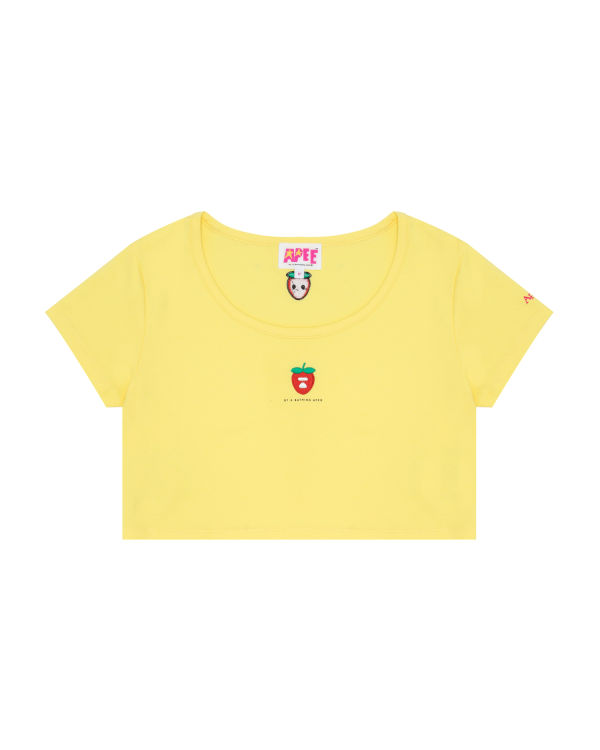 T Shirts Bape Logo berry Femme Citron Jaune | CJFTI0718