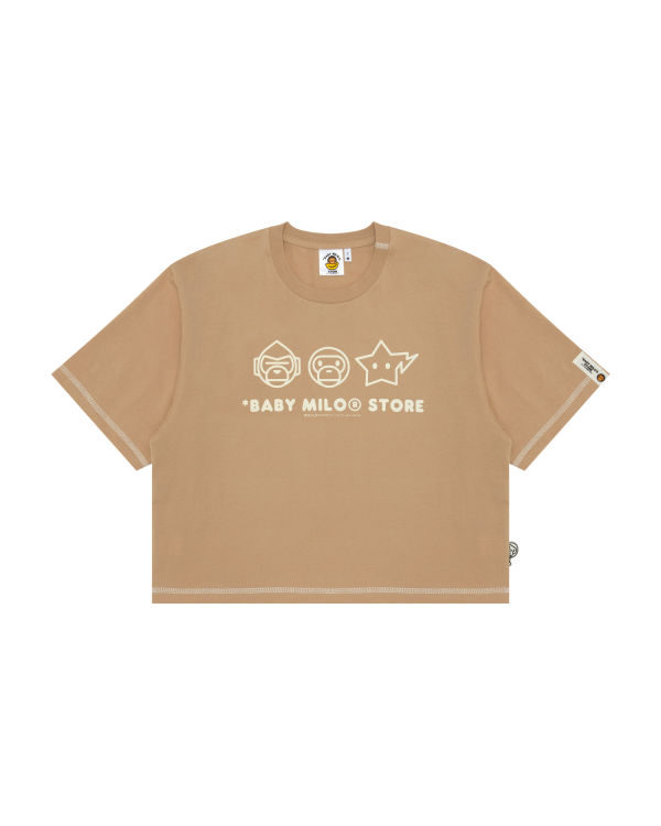 T Shirts Bape Logo crop fit Femme Beige | YIHLQ3708