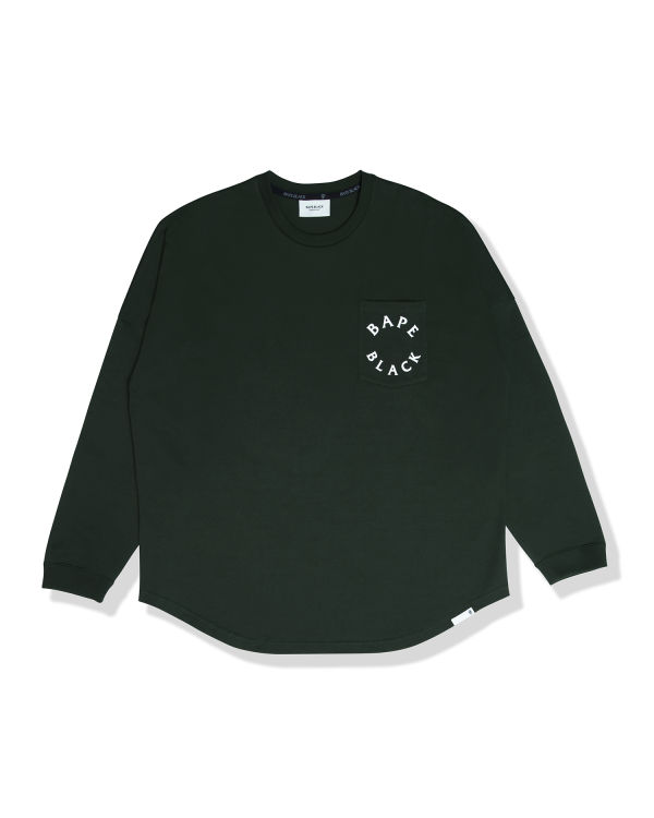 T Shirts Bape Logo print long sleeve Homme Vert Foncé | JNPCQ7183