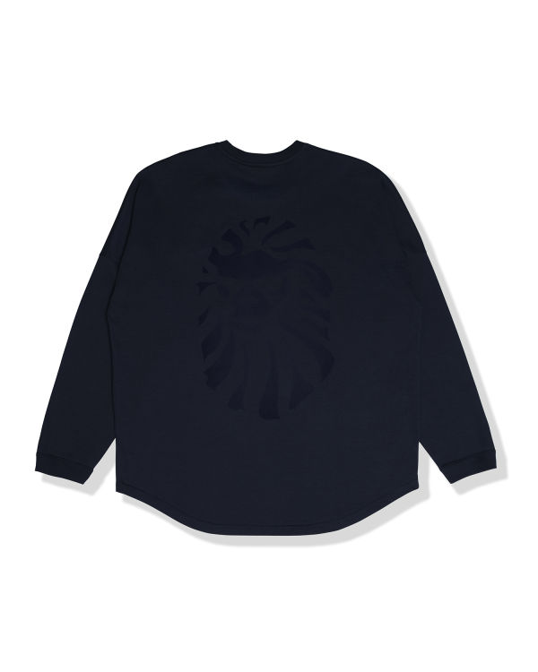 T Shirts Bape Logo print long sleeve Homme Bleu Marine Bleu | ZMJHS3186