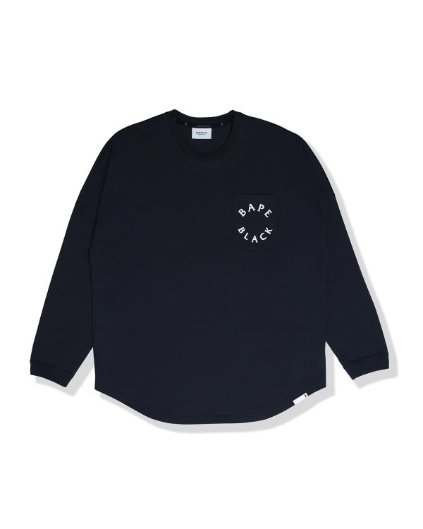 T Shirts Bape Logo print long sleeve Homme Bleu Marine Bleu | ZMJHS3186