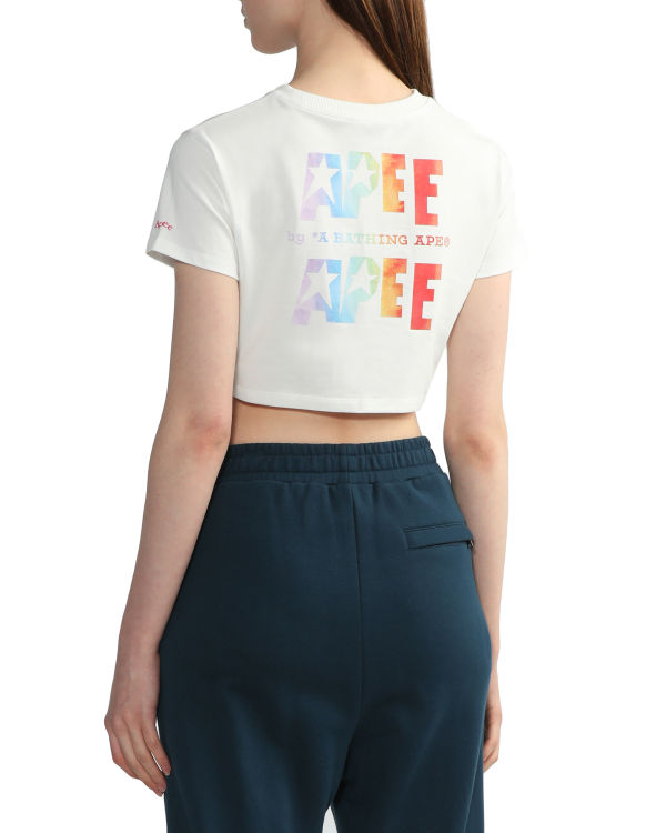 T Shirts Bape Logo printed crop Femme Blanche | VCDKQ5092