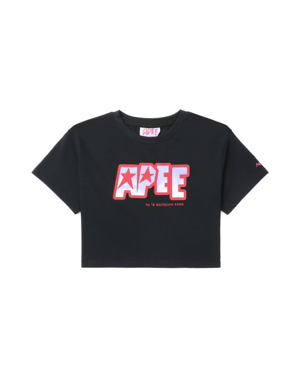 T Shirts Bape Logo printed crop Femme Noir | EOUXB6508