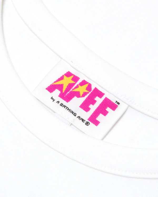 T Shirts Bape Logo printed slim cut Femme Blanche | GTOEX4153