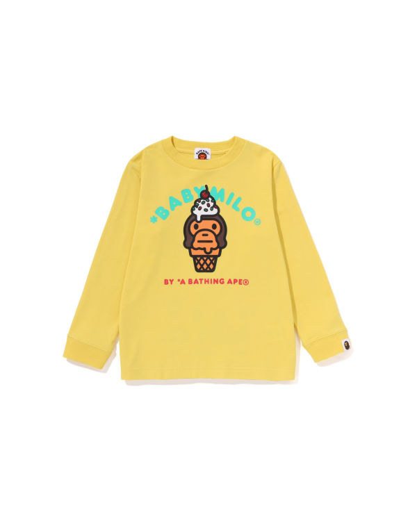 T Shirts Bape Milo Ice Cream L/S Enfant Jaune | JINSA9374