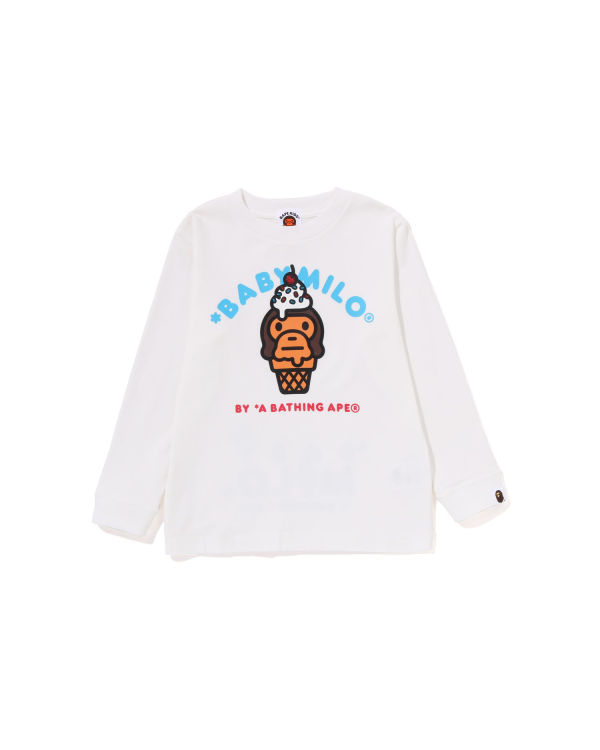 T Shirts Bape Milo Ice Cream L/S Enfant Blanche | SXTHN3674