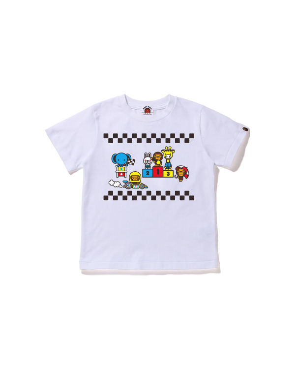 T Shirts Bape Milo Racing #3 Enfant Blanche | HIFCZ9845