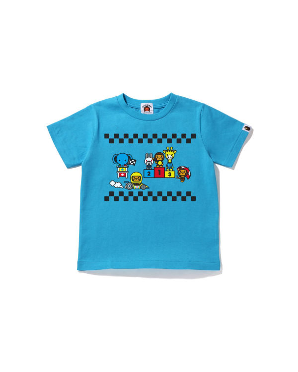 T Shirts Bape Milo Racing #3 Enfant Bleu | XZECF8352