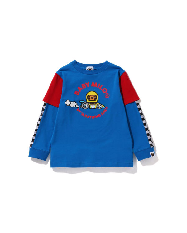 T Shirts Bape Milo Racing Layered Enfant Bleu | HMTFC5946