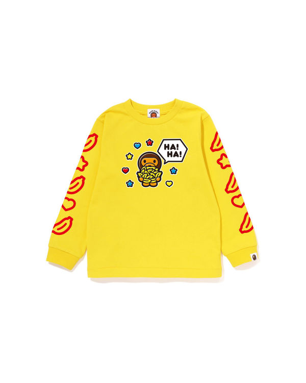 T Shirts Bape Milo Speech Balloon L/S #1 Enfant Jaune | DYBLM8703