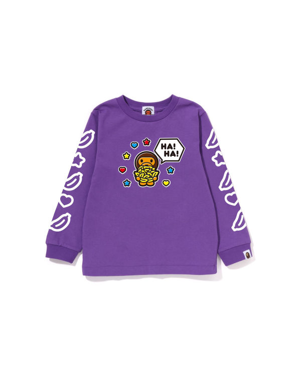 T Shirts Bape Milo Speech Balloon L/S #1 Enfant Violette | FBEIY9546