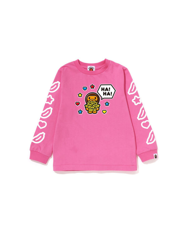 T Shirts Bape Milo Speech Balloon L/S #1 Enfant Rose | SEURL1603