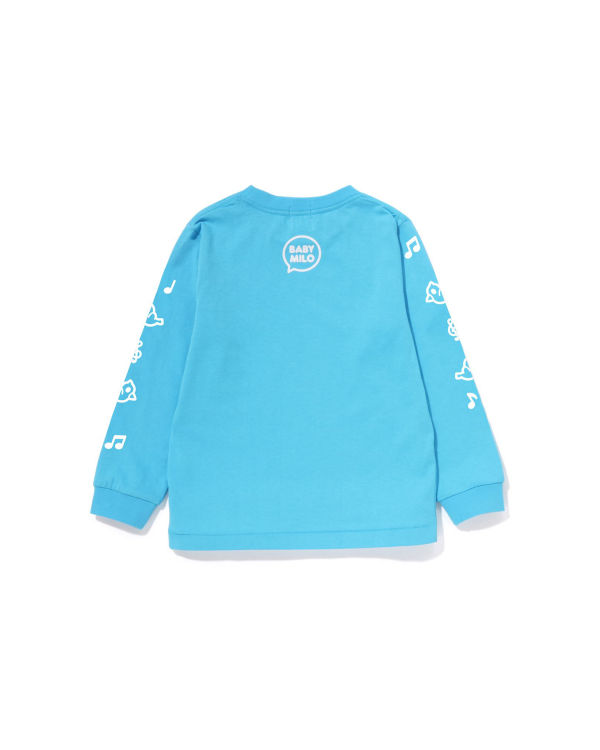 T Shirts Bape Milo Speech Balloon L/S #2 Enfant Bleu | AKQSM8371