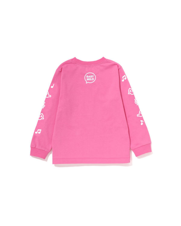 T Shirts Bape Milo Speech Balloon L/S #2 Enfant Rose | GZUPB6875