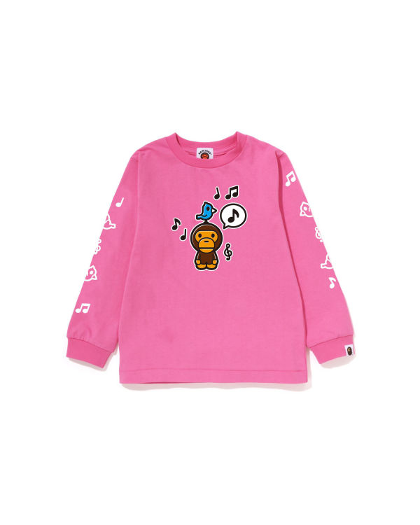 T Shirts Bape Milo Speech Balloon L/S #2 Enfant Rose | GZUPB6875