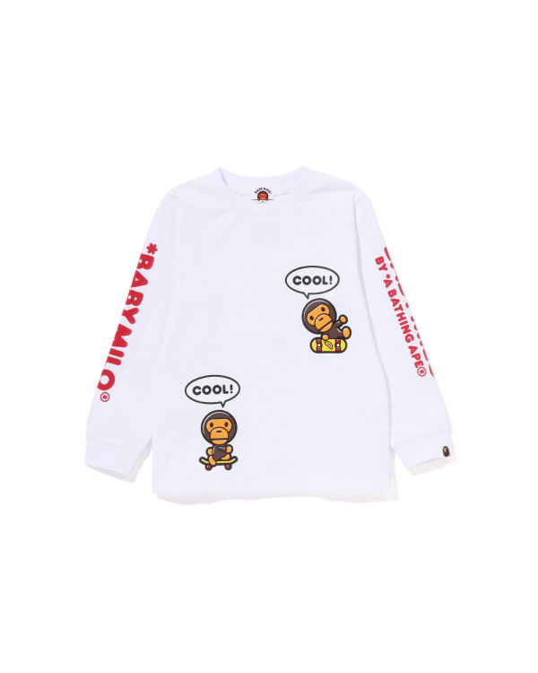 T Shirts Bape Milo Speech Balloon L/S #3 Enfant Blanche | MRTOD2918