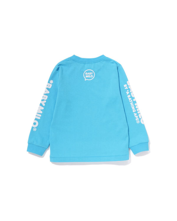 T Shirts Bape Milo Speech Balloon L/S #3 Enfant Bleu | RZSKW2581