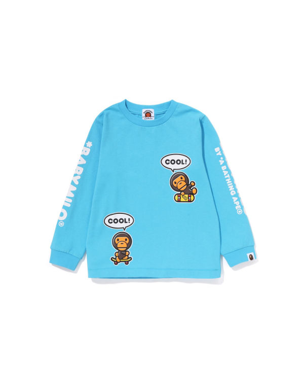 T Shirts Bape Milo Speech Balloon L/S #3 Enfant Bleu | RZSKW2581