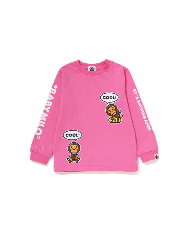 T Shirts Bape Milo Speech Balloon L/S #3 Enfant Rose | XTQBA2810