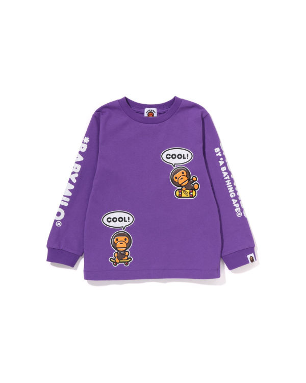 T Shirts Bape Milo Speech Balloon L/S #3 Enfant Violette | YVFGR3194