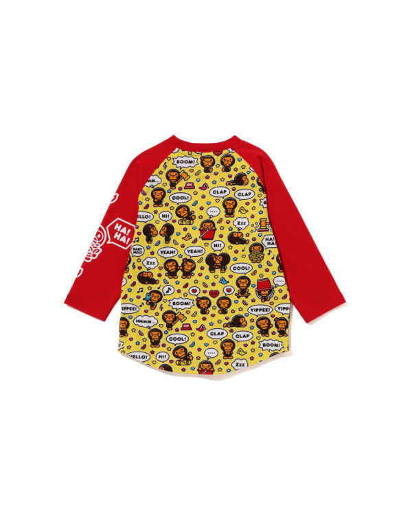 T Shirts Bape Milo Speech Balloon Raglan 3/4 Sleeve Enfant Rouge Clair | DWUES8035