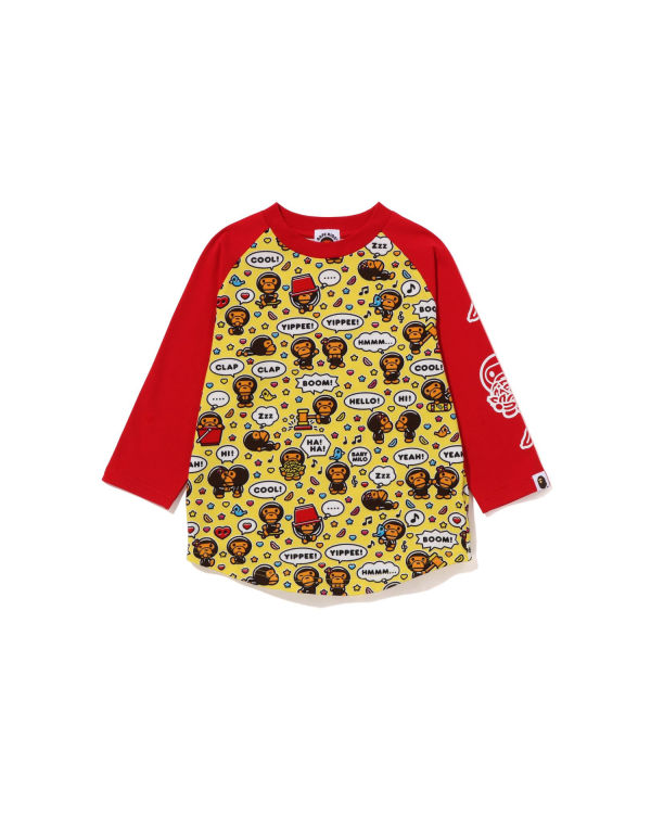 T Shirts Bape Milo Speech Balloon Raglan 3/4 Sleeve Enfant Rouge Clair | DWUES8035