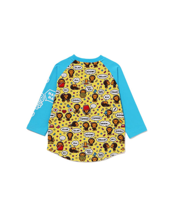 T Shirts Bape Milo Speech Balloon Raglan 3/4 Sleeve Enfant Bleu | PKSYW3172