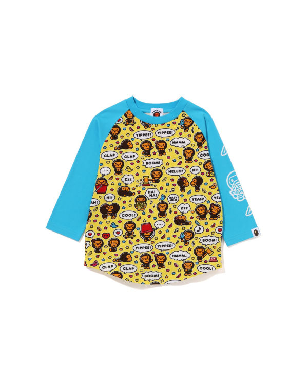 T Shirts Bape Milo Speech Balloon Raglan 3/4 Sleeve Enfant Bleu | PKSYW3172