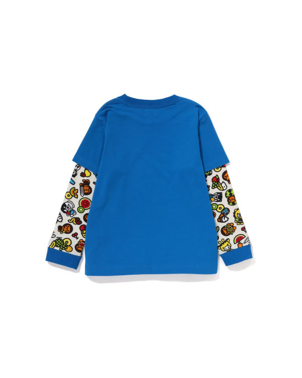 T Shirts Bape Milo mixed fruit layered sleeves Enfant Bleu | BMFRT8906