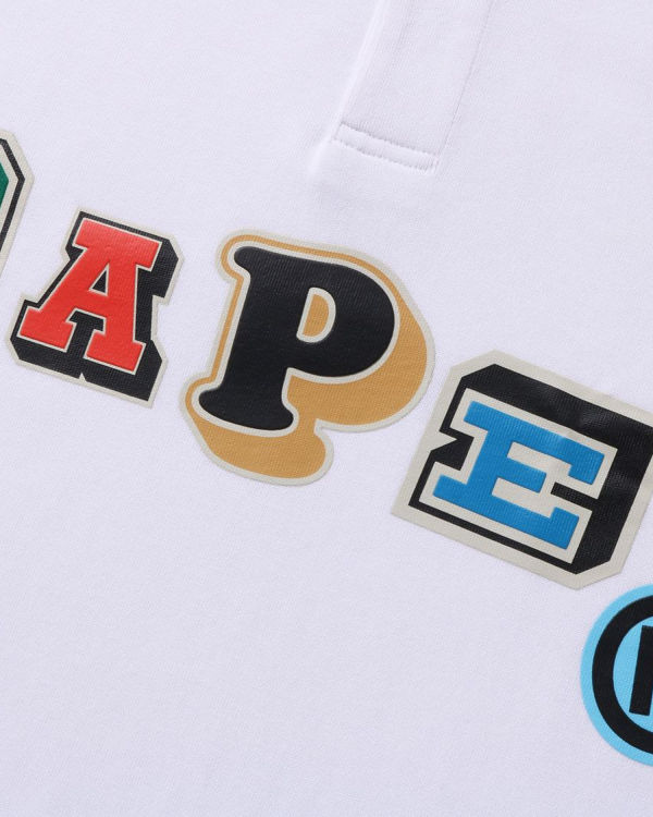 T Shirts Bape Multi Fonts Relaxed Fit Polo Homme Blanche | CEXRK9826