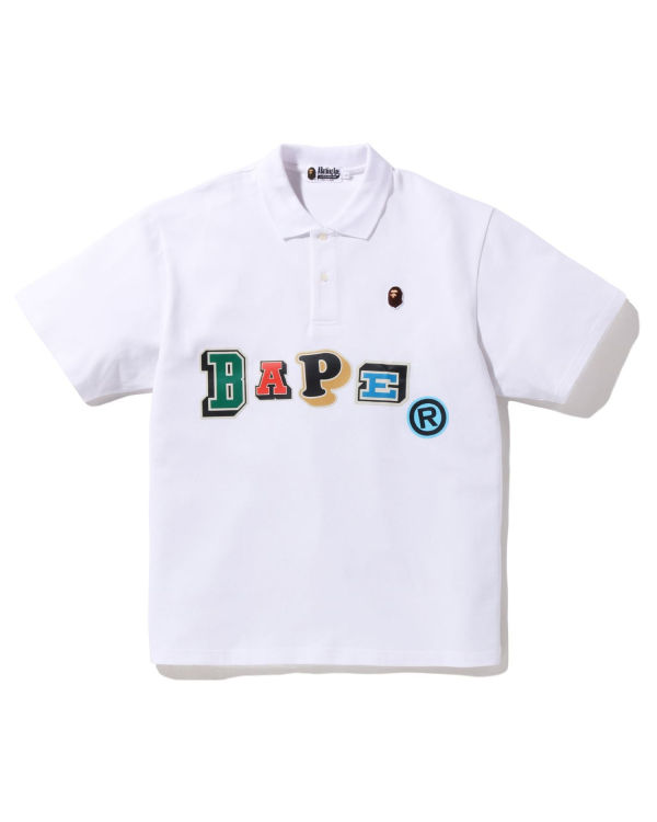 T Shirts Bape Multi Fonts Relaxed Fit Polo Homme Blanche | CEXRK9826