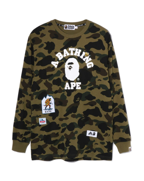 T Shirts Bape Multi Label 1st Camo L/S Femme Vert | UNFJG2549