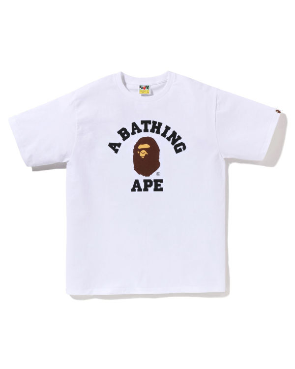 T Shirts Bape Pigment College Homme Blanche | NWIKO1620