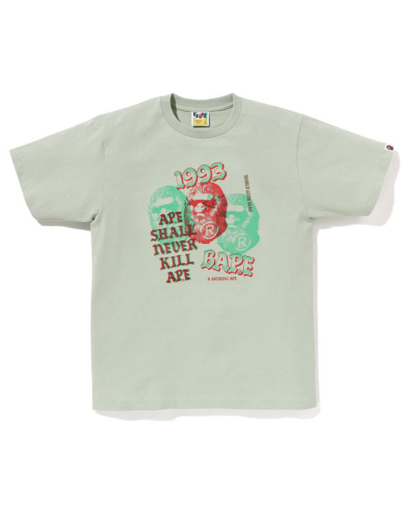 T Shirts Bape Pigment Three Ape Head Homme Vert | HXTPY2187