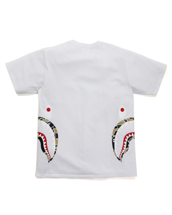 T Shirts Bape STA Camo Side Shark Homme Blanche | GFECX1483